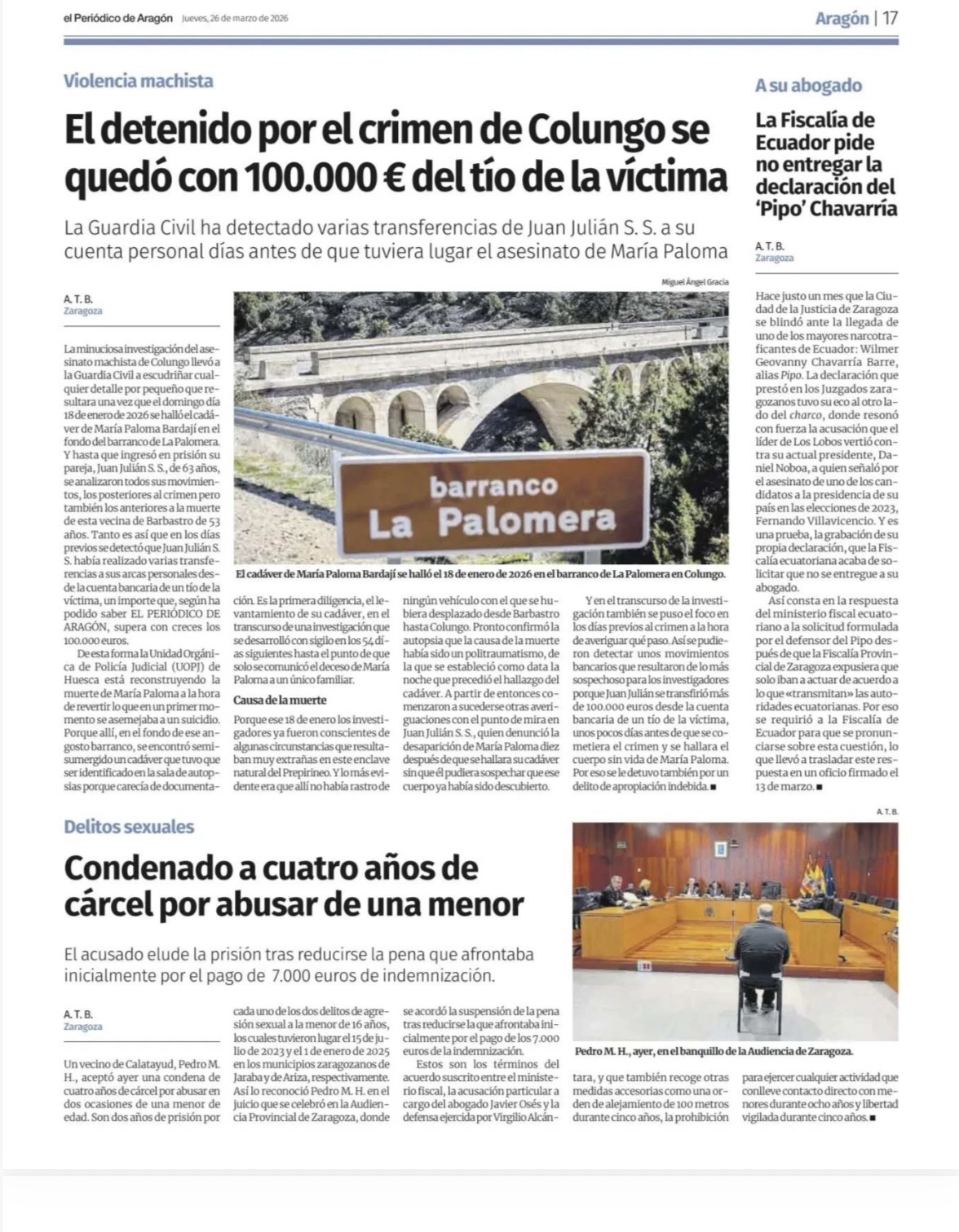 Recorte de prensa: Condenado a cuatro años de cárcel por abusar de una menor.